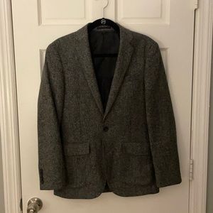 Gray wool herringbone blazer